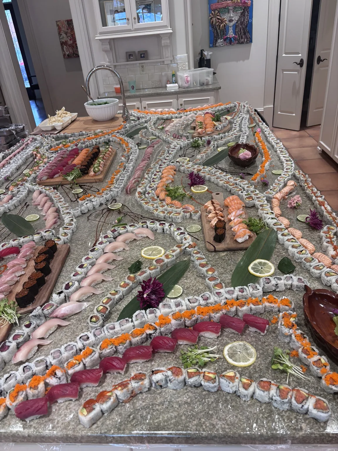 Sushi presentation for an Atlanta vacation rental dinner